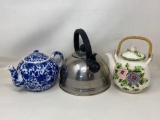 Williams Sonoma Blue Transfer and other Tea Pots