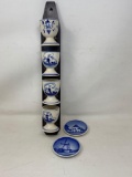 Delft Type Shot Glasses and Small Decorator Plates
