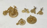 Bicycle Themed Costume Jewelry Pins and Earrings