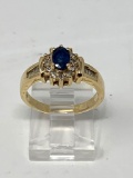 14K Yellow Gold Ring with Blue Sapphire, size 7