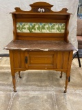 Antique Wash Stand, Marble Top, Tiled Backsplash