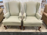 Upholstered Wing Back Chairs, Queen Anne Style Feet