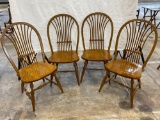 Antique Style Oak Side Chairs, Hoop Back with Splade Spindles
