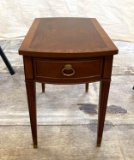 Federal Style Tapered Leg, Bow Front, Single Drawer Stand