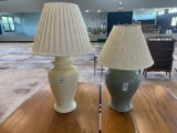 Two Bulbous Pottery Table Lamps