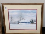 Framed and Matted Winter Scene Print