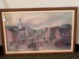 Framed and Matted Americana Print, Horse and Buggy Days