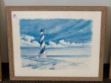 Framed Seashore Lighthouse Print