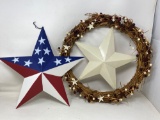 Patriotic Tin Star and White Star in Wreath