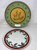 2 Christmas Holly Plates