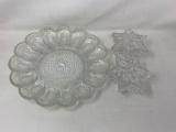 Glass Egg Dish and 2 Star Candle Holders