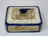 Japanese Ceramic Box with Figural Scene on Lid and Contents