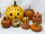 Grouping of Decorative Ceramic Jack-O-Lanterns