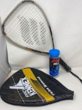 Racquetball Racket with Cover and Tube of Penn Ultra-Blue Balls