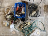 Large Lot of Extension Cords, Surge Protectors, Light Timers, Other Cords & Cables