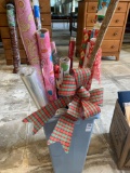 Grouping of Wrapping Paper, Cellophane, Bow, Cross Decoration