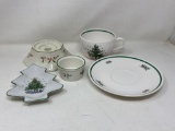 Christmas and Tree Decorated Plate, Dish, Candle Holder, Cups