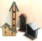 3 Decorative Bird Houses and Suet Feeder