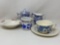 Blue & White Sugar & Creamer, Cup & Saucer, Child's Prayer Mug and Other Bowl