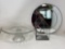 Glass Cake Stand, Round Mirror and House Frame Candle Holder