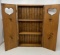 Wooden Display Shelf with Heart Cut-Outs in Doors