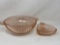 Pink Depression Glass Handled Bowl and Small Triangular Bowl