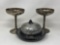 Pair of Silver Plate Goblets and Covered Butter Dish