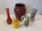 4 Various Sized Vases and Ceramic Poppy Pitcher