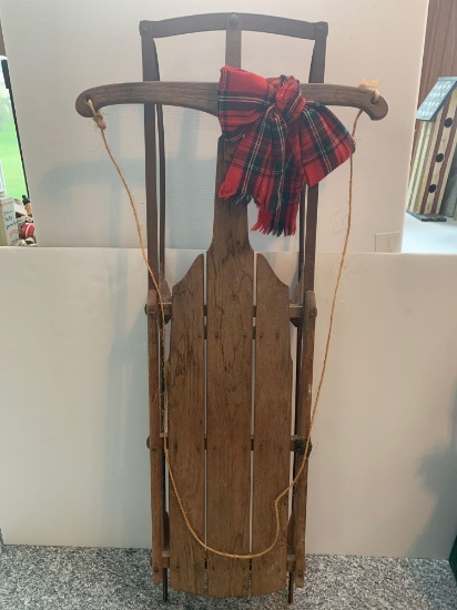 Vintage Sled with Plaid Bow
