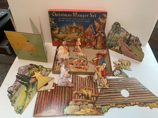 Vintage Christmas Manger Scene with Cut-Outs in Original Box
