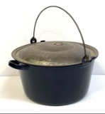 Dark Blue Enameled Cook Pot with Handle and Tin Lid