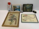 5 Advertising Thermometers and 2 Trinket Boxes