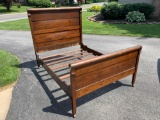 Oak Antique Bed- Headboard & Footboard, Side Rails