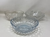 3 Vintage Clear Glass Serving Bowls