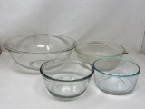 4 Clear Glass Mixing Bowls