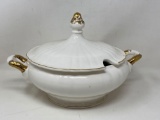 White Tureen with Gold Accents, No Ladle
