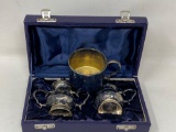 Quadruple Plate Type Cup and Cased Lidded Sugar & Creamer