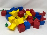 Colored Plastic Hinged Cubes with Small Plastic Toys