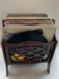Wooden Magazine Rack with Record Albums