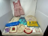 Pillow Covers, Crocheted Bag & Pot Holders, Quilt Pieces, Clothing