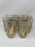 8 Drinking Glasses with Gold Leaf Motif