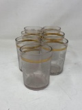 7 Drinking Glasses with Gold Band