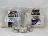 2 Bags of Art Sand and Baggie of Beach Stones, Sea Glass and Shells