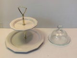 Tiered Dessert Plate and Covered Butter Dish
