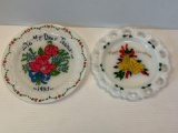 2 Hand-Painted Plates- Teacher and Merry Christmas