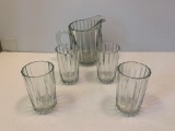 Glass Water Pitcher and 4 Glasses