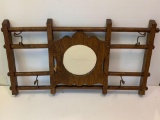 Antique Wooden Mirror/Hat Rack