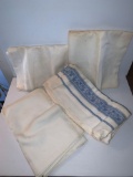 Vintage White Table Covers- One with Blue Design
