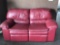 Red Leather Two-Cushion Recliner Sofa
