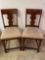 Pair of Upholstered T-Back Pub Table Height Chairs